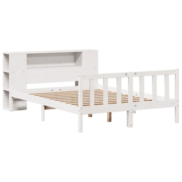 vidaXL Bookcase Bed without Mattress White 140x190 cm Solid Wood Pine