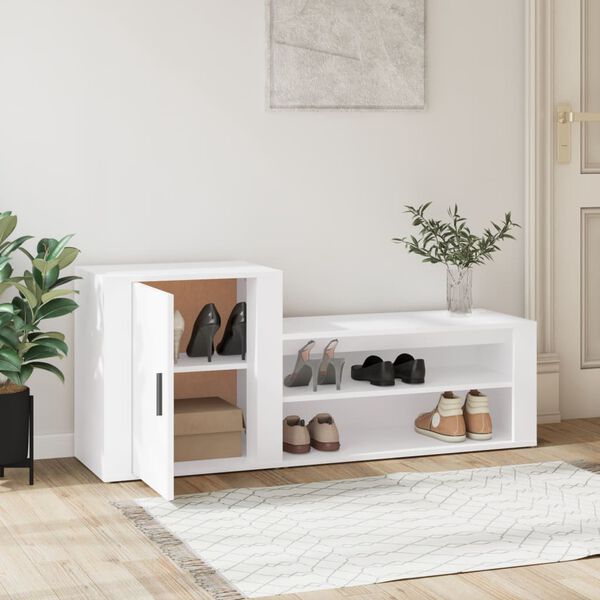 vidaXL Shoe Cabinet White 130x35x54 cm Engineered Wood