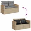 vidaXL 7 Piece Garden Sofa Set with Cushions Beige Poly Rattan Acacia