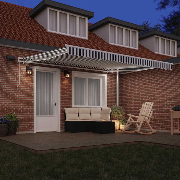 vidaXL Manual Retractable Awning with LED Anthracite&White 400x300 cm