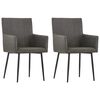 vidaXL Dining Chairs with Armrests 2 pcs Taupe Fabric
