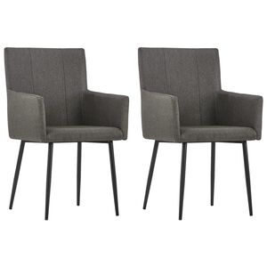 vidaXL Dining Chairs with Armrests 2 pcs Taupe Fabric