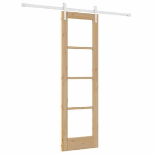 vidaXL Sliding Door 61 x 198.5 cm Solid Pine Wood and Glass Natural