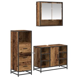 vidaXL Bathroom Furniture Set 3 pcs Old Wood Engineered Wood