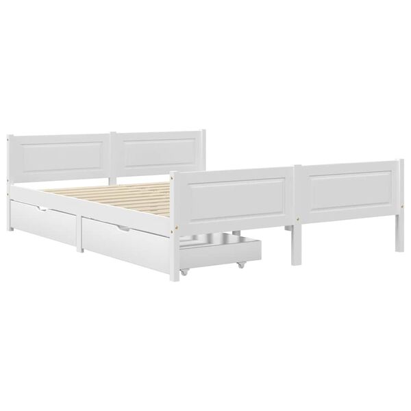 vidaXL Bed Frame without Mattress White Solid Wood Pine 140x200 cm