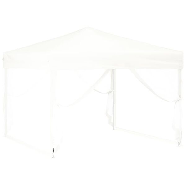 vidaXL Folding Party Tent with Sidewalls White 3x3 m
