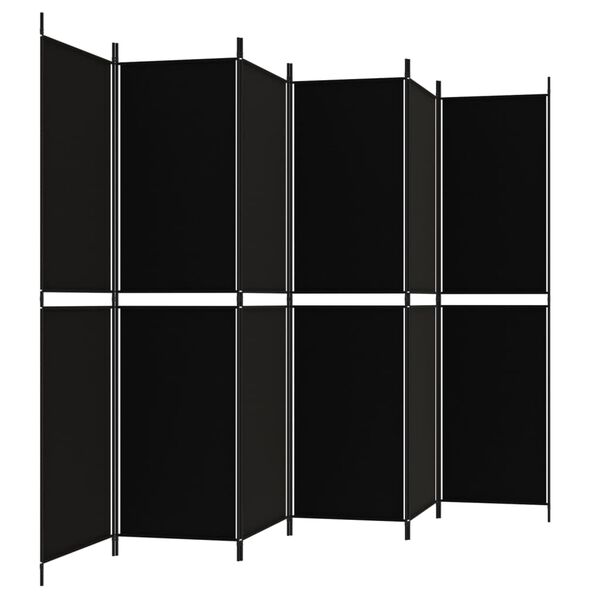 vidaXL 6-Panel Room Divider Black 300x200 cm Fabric