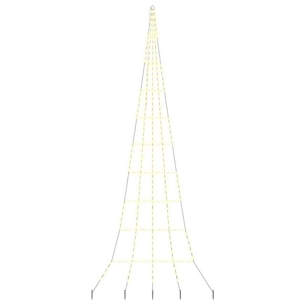 vidaXL LED Christmas Tree with Ground Spikes Warm White 500 cm Metal