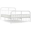 vidaXL Metal Bed Frame without Mattress with Footboard White 140x190cm