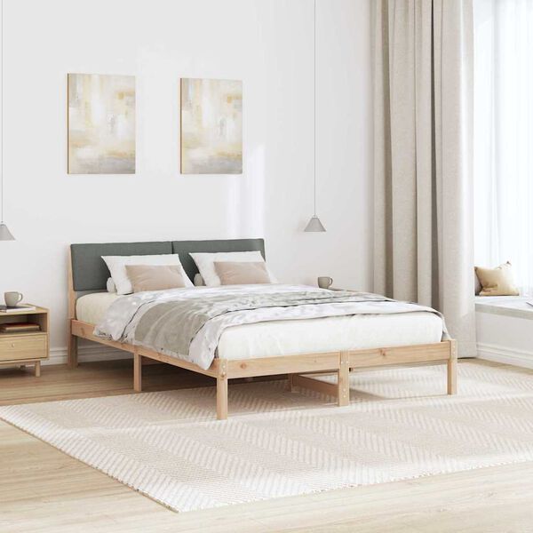 vidaXL Bed frame Brown and dark grey 140 x 200 cm Solid pine wood