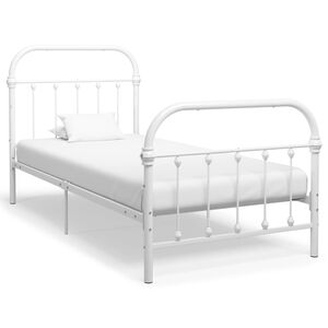 vidaXL Bed Frame without Mattress White Metal 90x200 cm