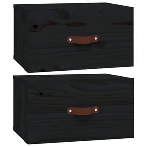 vidaXL Wall-mounted Bedside Cabinets 2 pcs Black 40x29,5x22 cm