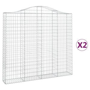 vidaXL Arched Gabion Baskets 2 pcs 200x30x180/200 cm Galvanised Iron