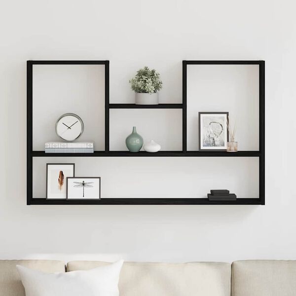 vidaXL Wall Shelf Black Oak 99x15x60 cm Engineered Wood