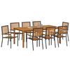vidaXL Garden Dining Set 9 pcs Black Solid Acacia Wood
