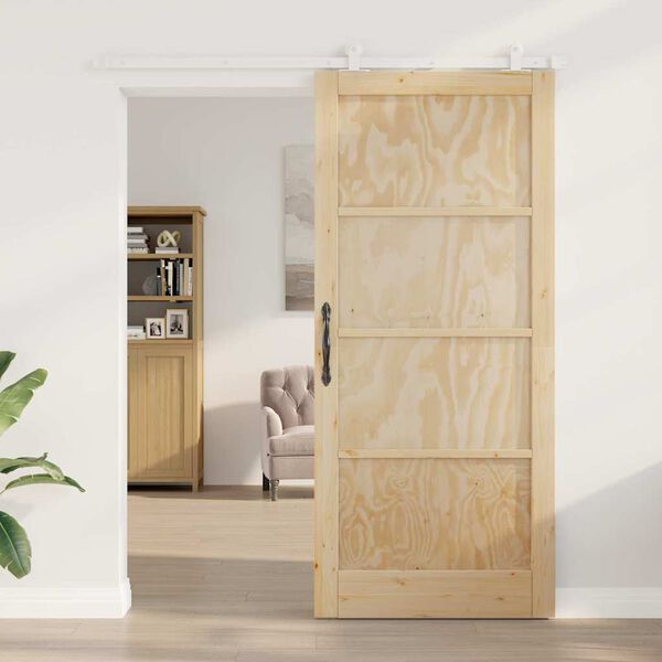 vidaXL Sliding Door Brown 93 x 211 cm Solid Pine Wood