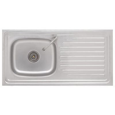 vidaXL Camping Sink Single Basin with Tap Stainless Steel