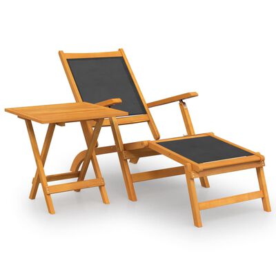 vidaXL Outdoor Deck Chair with Table Solid Wood Acacia and Textilene