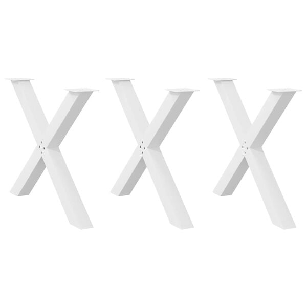 vidaXL Dining Table Legs X-Shaped 3 pcs White 90x(72-73) cm Steel