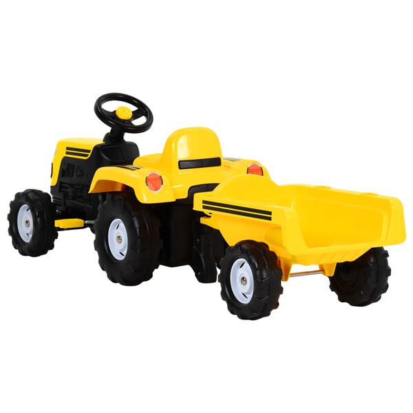 vidaXL Pedal Tractor for Kids with Trailer Yellow