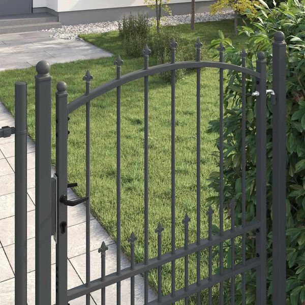 vidaXL Fence Gate with Spikes Grey 200 x 100 cm Powder-coated steel