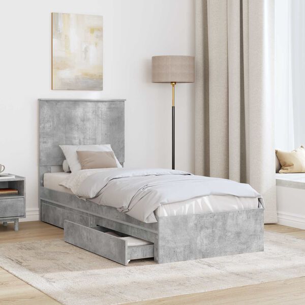 vidaXL Storage Bed Concrete Grey 75 x 190 cm Engineered Wood