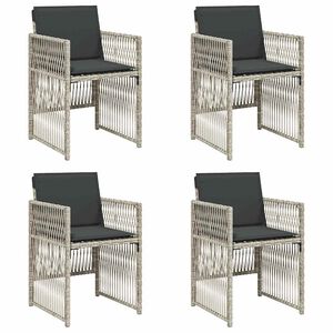 vidaXL Garden Chairs with Cushions 4 pcs Light Grey Poly Rattan