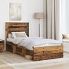 vidaXL Bed Frame with Headboard Old Wood 90 x 200 cm Solid Pine Wood