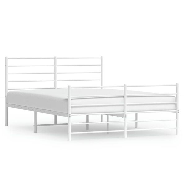 vidaXL Metal Bed Frame without Mattress with Footboard White 120x190cm