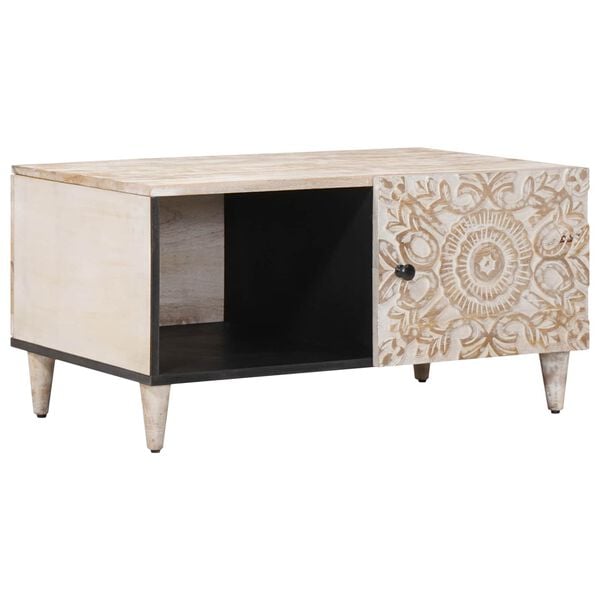 vidaXL Coffee Table White 80 x 50 x 40 cm Solid Mango Wood