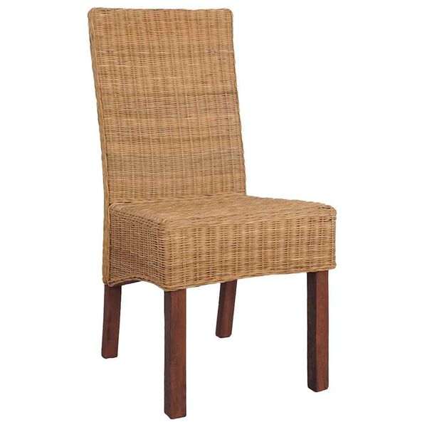 vidaXL Dining Chairs 4 pcs Brown Natural Rattan