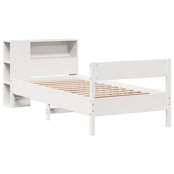 vidaXL Bookcase Bed without Mattress White 100x200cm Solid Wood Pine