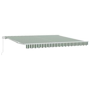 vidaXL Retractable Awning Manual Green and White 400 x 300 cm