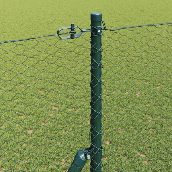vidaXL Fence Post Green 50 x 1.6 m (25 mm mesh) Steel and PVC