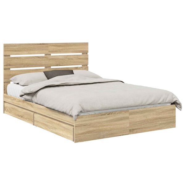 vidaXL Storage Bed with Drawer Sonoma Oak 140 x 200 cm Engineered Wood