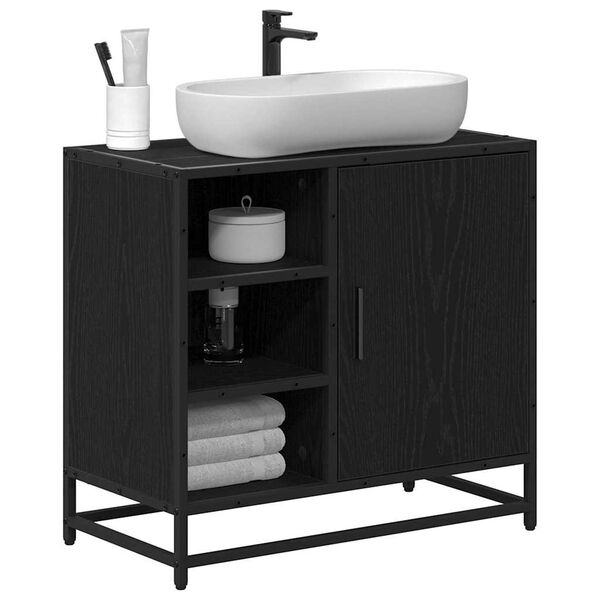 vidaXL Bathroom Cabinet Black Oak 65 x 33 x 60 cm Engineered Wood