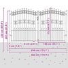 vidaXL Fence Gate with Spear Top Black 305x175 cm Powder-coated Steel