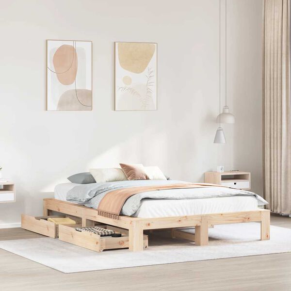 vidaXL Bed Frame without Mattress 150x200 cm King Size Solid Wood Pine