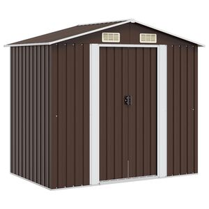 vidaXL Garden Storage Shed Brown 204x132x186 cm Steel