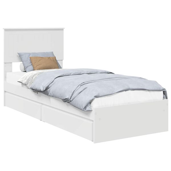vidaXL Storage Bed with Headboard White 75 x 190 cm Engineered Wood