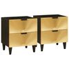vidaXL Bedside Cabinet 2 pcs Black and Gold 40 x 33.5 x 46 cm