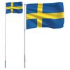 vidaXL Sweden Flag and Pole 5.55 m Aluminium