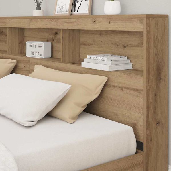 vidaXL Storage Headboard with Shelf Artisan Oak 200 cm Engineered Wood