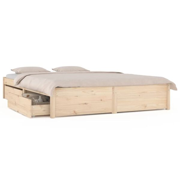 vidaXL Bed Frame without Mattress with Drawers 140x190 cm (814929+814994)