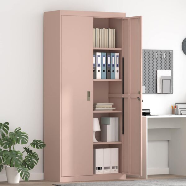vidaXL Storage Cabinet 2 pcs Pink 90 x 40 x 200 cm Steel