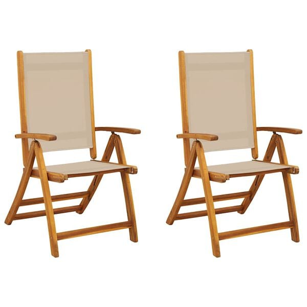 vidaXL Folding Garden Chairs 2 pcs Solid Wood Acacia and Textilene