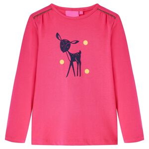 vidaXL Kids' T-shirt with Long Sleeves Bright Pink 104