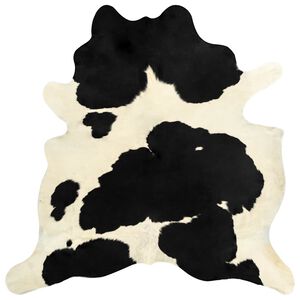 vidaXL Real Cowhide Rug Black and White 180x220 cm
