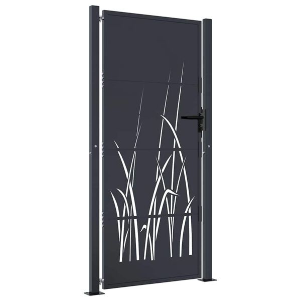 vidaXL Garden Gate Anthracite 100x175 cm Steel Grass Design