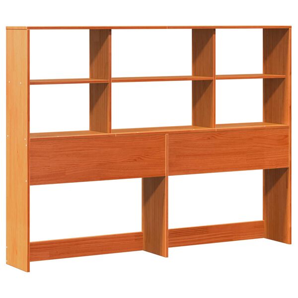 vidaXL Bookcase Bed Frame Wax Brown 140 x 200 cm Solid Pine Wood